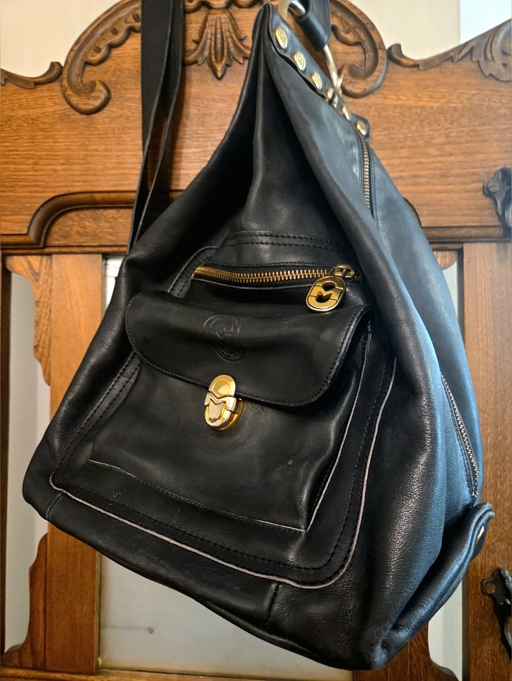 Genuine Marino Orlandi Leather Swing Backpack